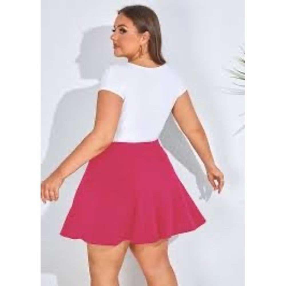 Hanna Nikole NWT Plus Size 24W Mini Skater Skort Elastic Lining Barbie Pink Chic